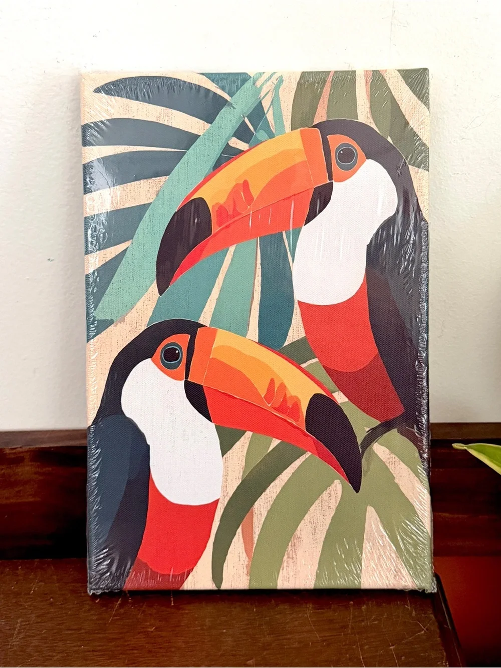Tropical Toucan Bird Canvas Art Print Colorful Boho Maximalist Wall Decor 8x12”